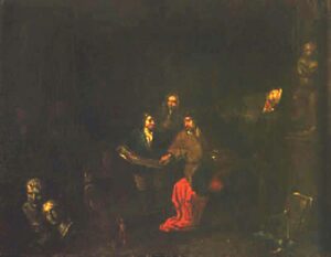 20. Artist in his studio with client Gerard Thomas 1