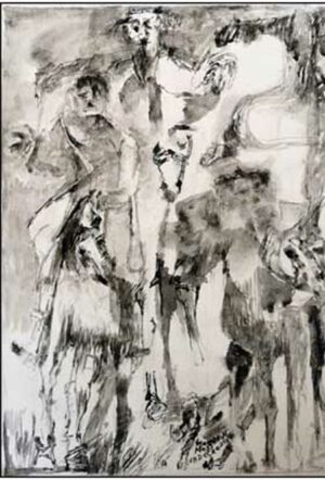 FOUR HORSEMEN SEPIA DRAWING