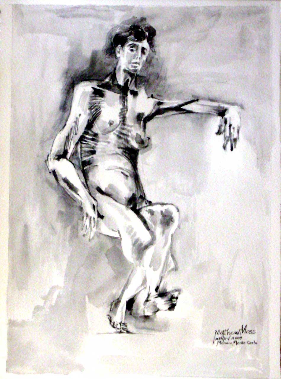 Female Figure Reclining Chinese Ink on Paper