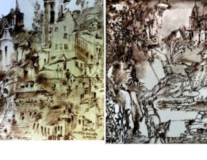 LINE DRAWINGS VENTIMIGLIA OUTLINE OF REMBRANDT MANET