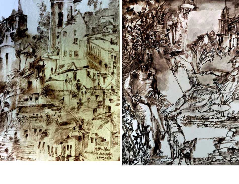 LINE DRAWINGS VENTIMIGLIA OUTLINE OF REMBRANDT MANET