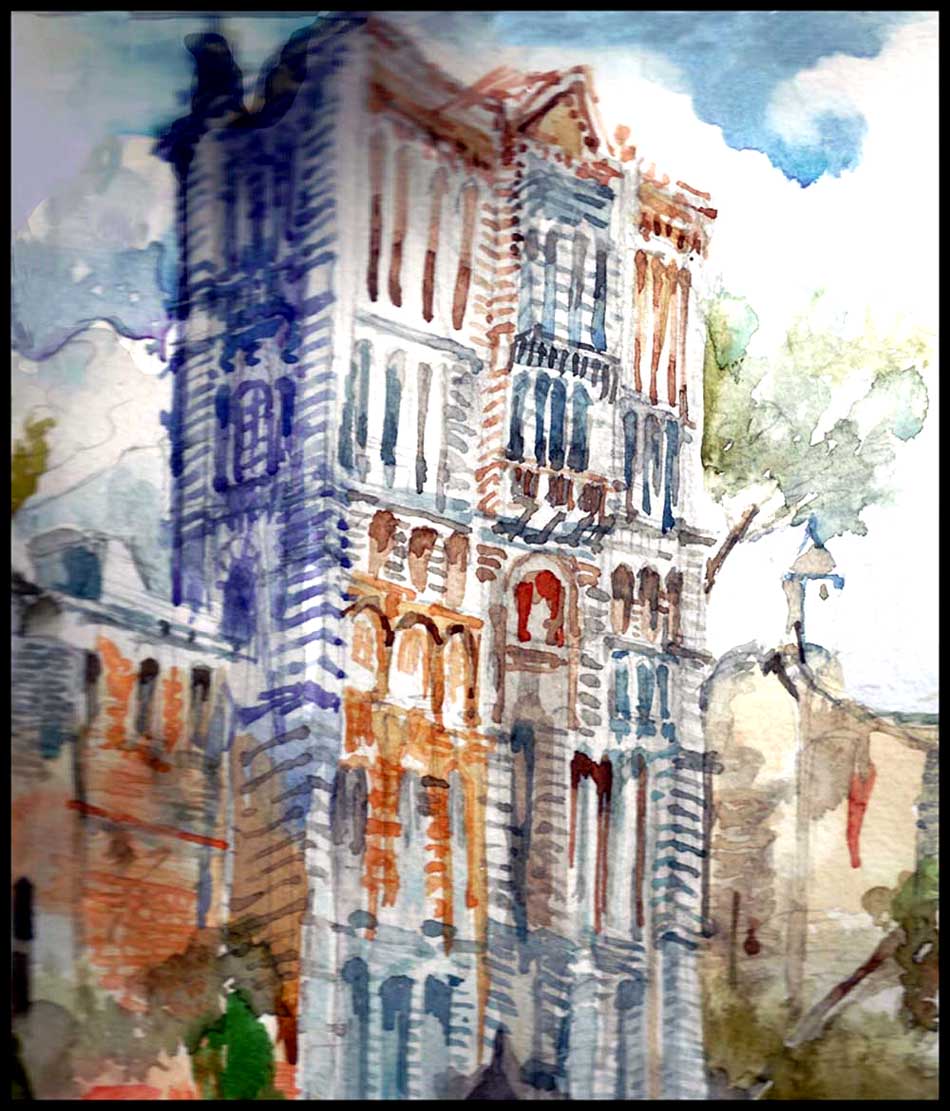Monaco Oceanographic Museum watercolour