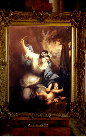 Old Master painting Venus chastising Cupid circa 1700 inserted into an