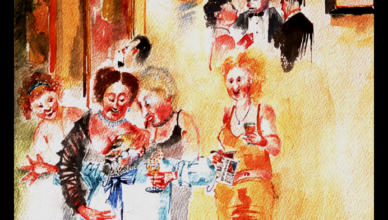 Cat#12 Art groupies embrace Rembrandt, celebrity.